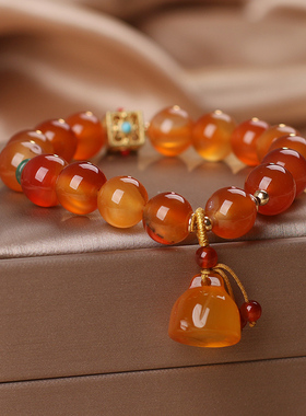 天然玛瑙手链女轻奢小众莲蓬吊坠