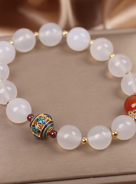 原创设计白色玛瑙珠手