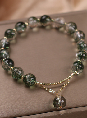 ins小众设计绿幽灵水晶手链女