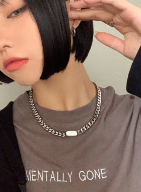 INS钛钢古巴链锁骨链原创极简约