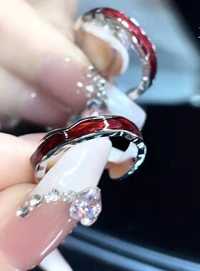 红色蝴蝶开口可调女士戒