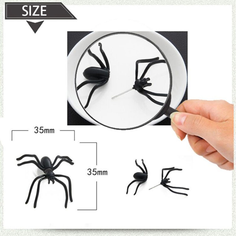 Halloween Decoration 1Piece 3D Creepy Black Spider Ear - 图0