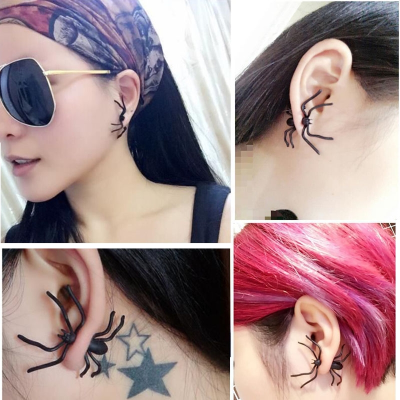 Halloween Decoration 1Piece 3D Creepy Black Spider Ear - 图3