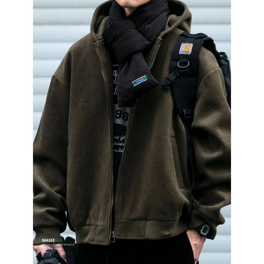 秋冬定制呢料棉衣新款加厚保暖毛呢外套男潮牌宽松情侣连帽呢大衣,淘宝优惠券,粉丝福利购,淘宝优惠卷