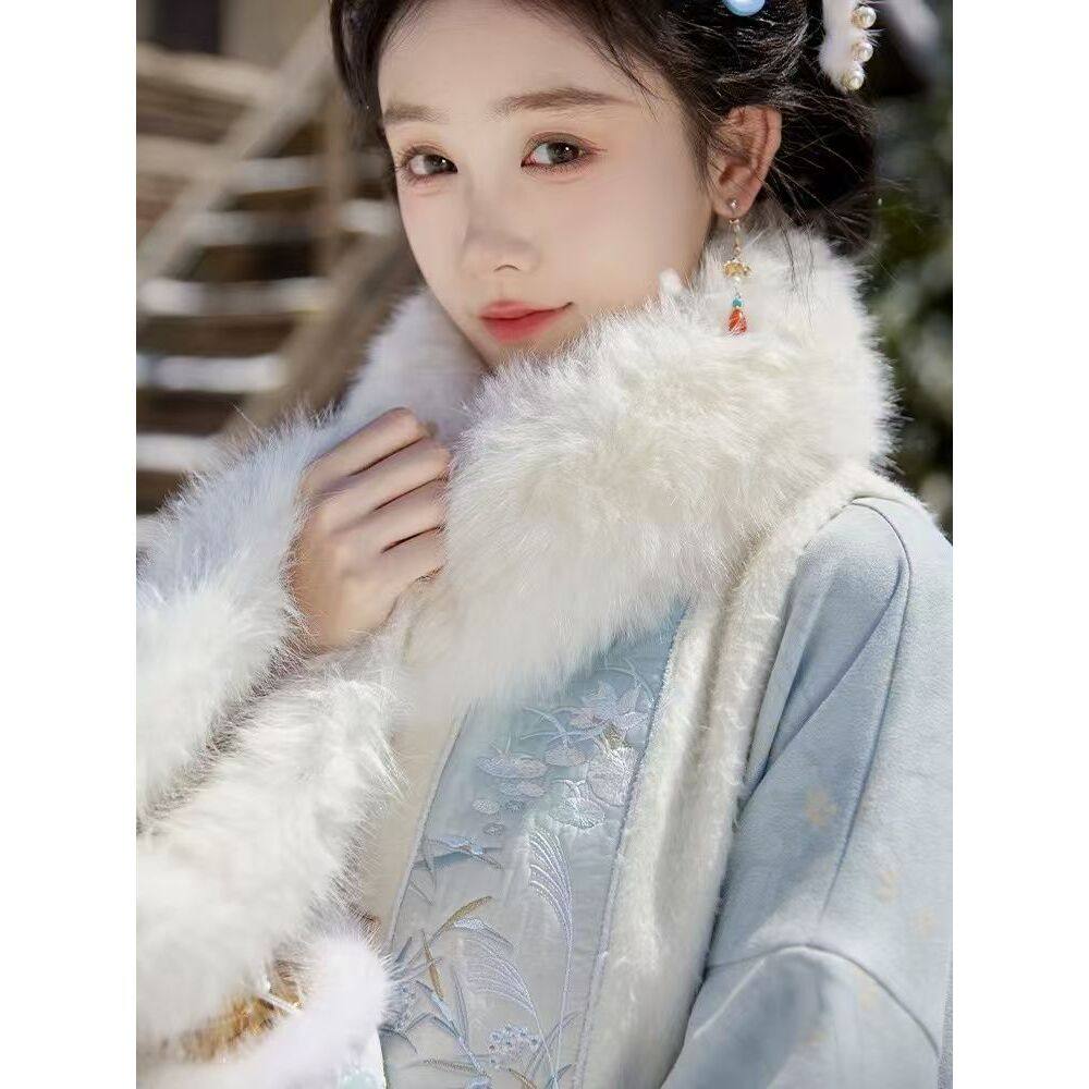 日常可穿明制汉服七月夕原创汉服 寒竹白雁 立领对襟长衫长比甲马,淘宝优惠券,粉丝福利购,淘宝优惠卷