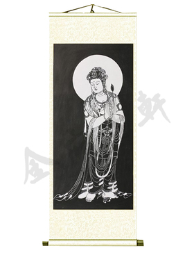 自在风朱砂装裱观音像