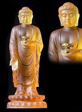 古法琉璃寺庙阿弥陀佛摆件