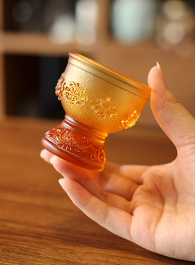 琉璃八吉祥供水杯佛堂寺庙法器净水杯佛前摆件七色供台寺院佛具