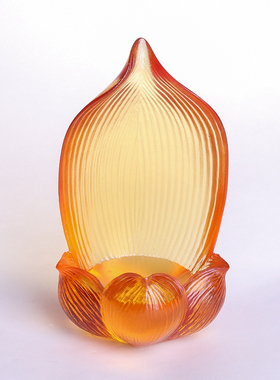 琉璃莲花烛台蜡烛台供佛酥油灯长明灯座家用供奉佛具工艺品摆件