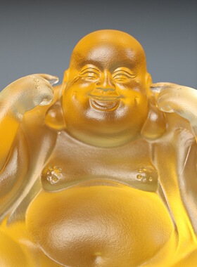 琉璃弥勒佛三不小和尚禅意桌面摆件佛像居家供奉佛堂茶室茶宠摆设