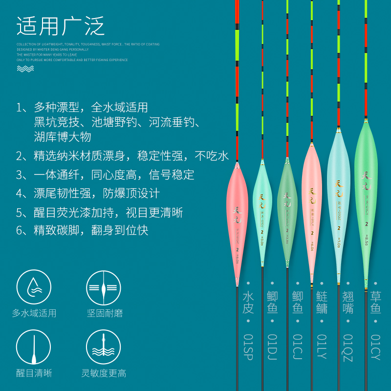 武汉天元全水域纳米浮漂鲢鳙漂综合漂大物漂浅水漂高灵敏行程鱼漂 - 图1