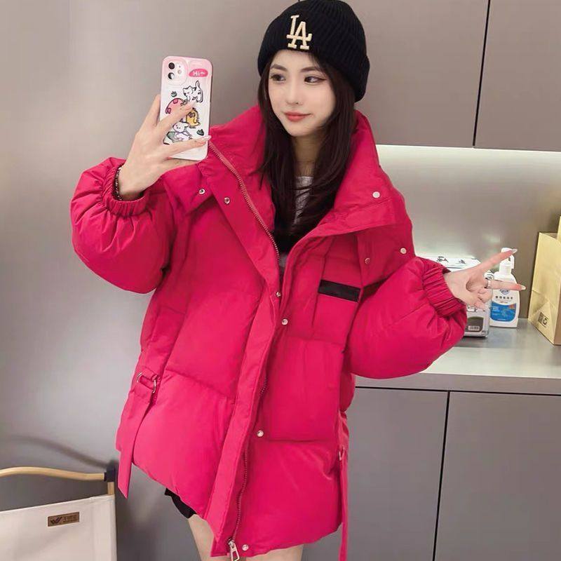 胖妹妹火龙果色冬季慵懒风加厚保暖宽松大码棉服外套女面包服棉袄,淘宝优惠券,粉丝福利购,淘宝优惠卷