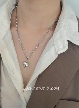 简约风爱心情侣款项链钛钢不掉色