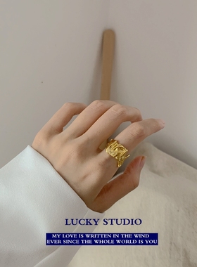 欧美18K金色开口可调节戒指女