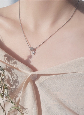 星月月光石纯银一对女生日项链