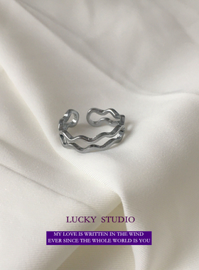 双层镂空开口可调节戒指女