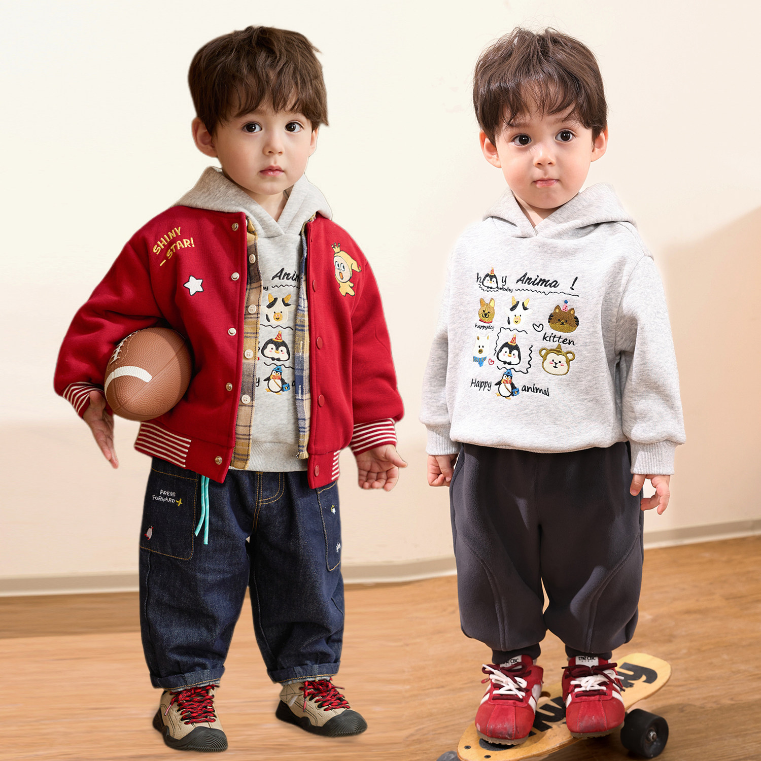 小O爸男婴童 宝宝加绒卫衣秋冬季男童2025新款婴儿连帽上衣亲子装,淘宝优惠券,粉丝福利购,淘宝优惠卷