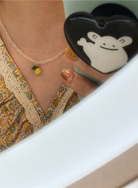 田曦薇同款项链甜美趣味水果颈链橙子吊坠水晶串珠锁骨链小众项链