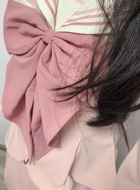 饭饭少女家粉色超大领结女纯色蝴蝶结jk制服衬衫燕尾水手服领花