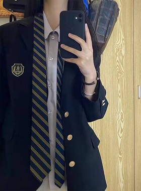 良呔领带女装饰男女美式条纹手打领带领花套装学院复古风
