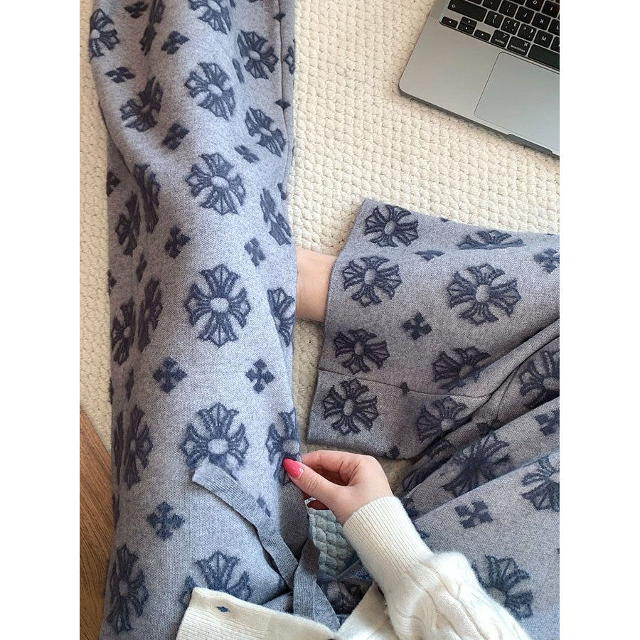 轻奢风提花针织加绒直筒裤女秋冬新款高级显瘦软糯垂感休闲阔腿裤,淘宝优惠券,粉丝福利购,淘宝优惠卷