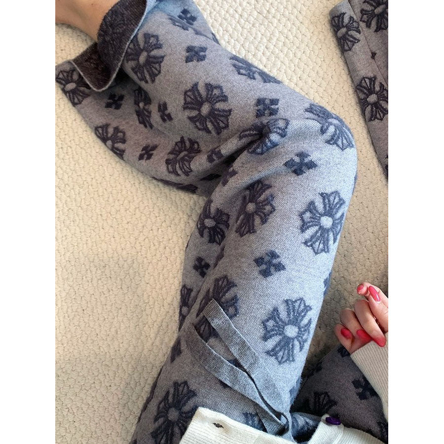 轻奢风提花针织加绒直筒裤女秋冬新款高级显瘦软糯垂感休闲阔腿裤,淘宝优惠券,粉丝福利购,淘宝优惠卷