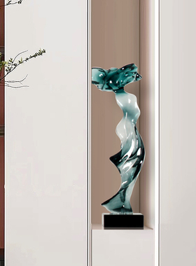 玄关壁龛细长雕塑青碟幻舞摆件