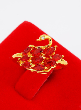 越南沙金久不褪色戒子女仿黄金