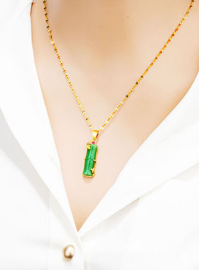 白玉竹节吊坠越南沙金节节高升