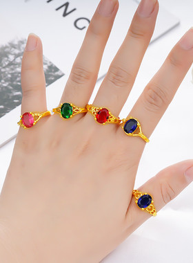 首饰沙金不掉色小众设计仿真戒指