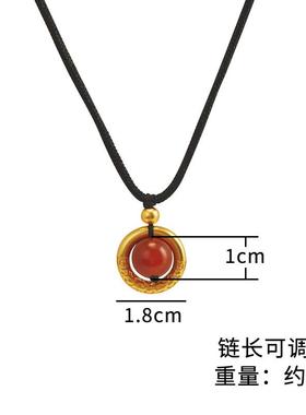 沙金项链女不掉色相思豆平安扣