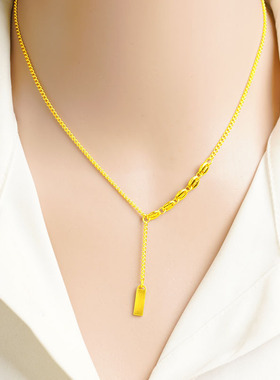 幸运签项链女沙金镀18K金暴富