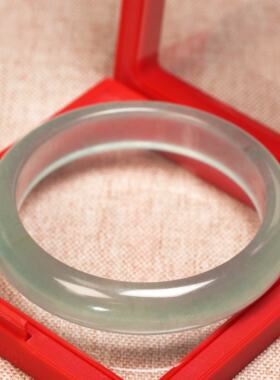 库里蓝冰种素圈手镯女士高级感石英岩玉石镯金丝玉手镯