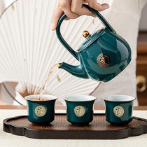 Second set of golden forpeacock green tea set for home living room warm tea stove utilary tea with light and luxurious business delivery