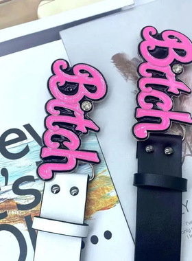 女士时尚休闲针扣简约百搭潮流牛仔裤腰带女装饰黑色欧美宽皮带潮