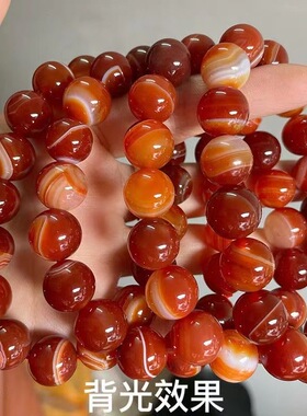 天然玛瑙手串缠丝龙纹手链民族风男女款珠串蚕丝红玛瑙条纹手串