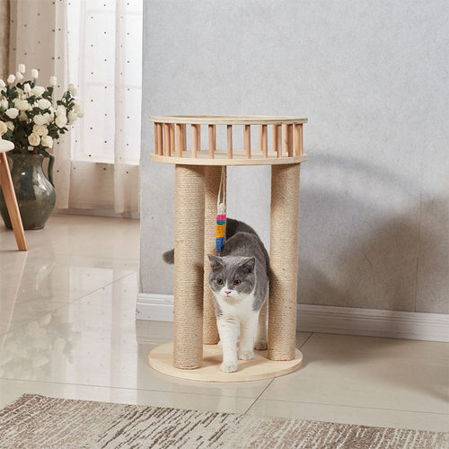 猫爬架 剑麻猫抓板实木猫树猫跳台猫窝猫玩具猫咪用品 多省包邮 - 图1