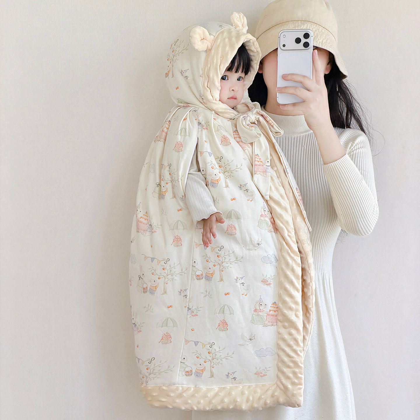 婴儿披风斗篷秋冬外出抱被男女宝宝加厚加绒披肩儿童防风保暖外套,淘宝优惠券,粉丝福利购,淘宝优惠卷