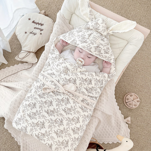 婴儿包被初生儿抱被纯棉加厚新生儿产房包单宝宝外出包裹被四季款 - 图1