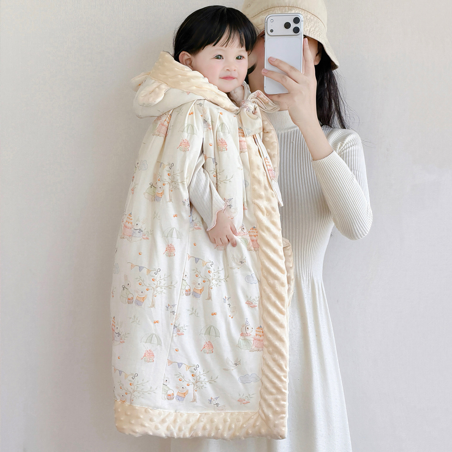 婴儿披风斗篷秋冬外出抱被男女宝宝加厚加绒披肩儿童防风保暖外套,淘宝优惠券,粉丝福利购,淘宝优惠卷