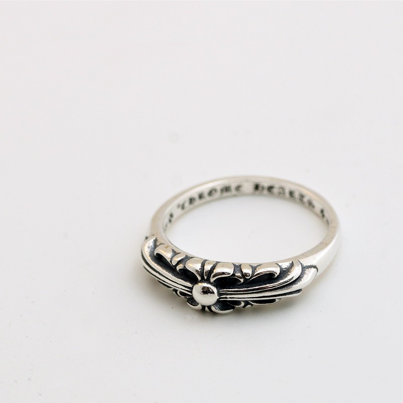 S925 sterling silver cross flower punk rock tail ring