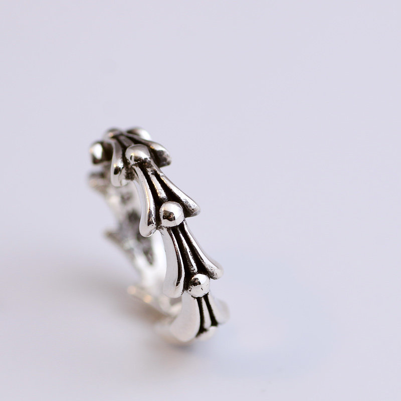 Jin Xinyixiu S925 sterling silver phoenix tail ring, trendy punk style ring for men and women, fish bone ring jewelry