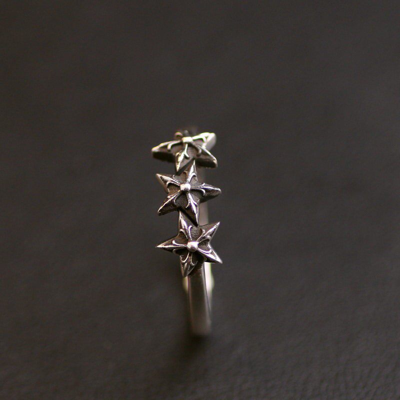 Ikkyu Old Silversmith 925 sterling silver three-pointed star tail ring hip-hop punk trend couple men's and women's ring