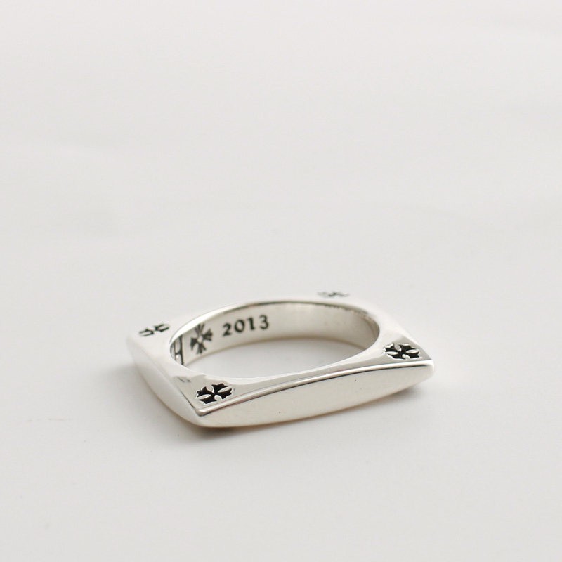 Jinxin handmade 925 sterling silver square cross flower ring for men and women, couple ring, tail ring, niche personality