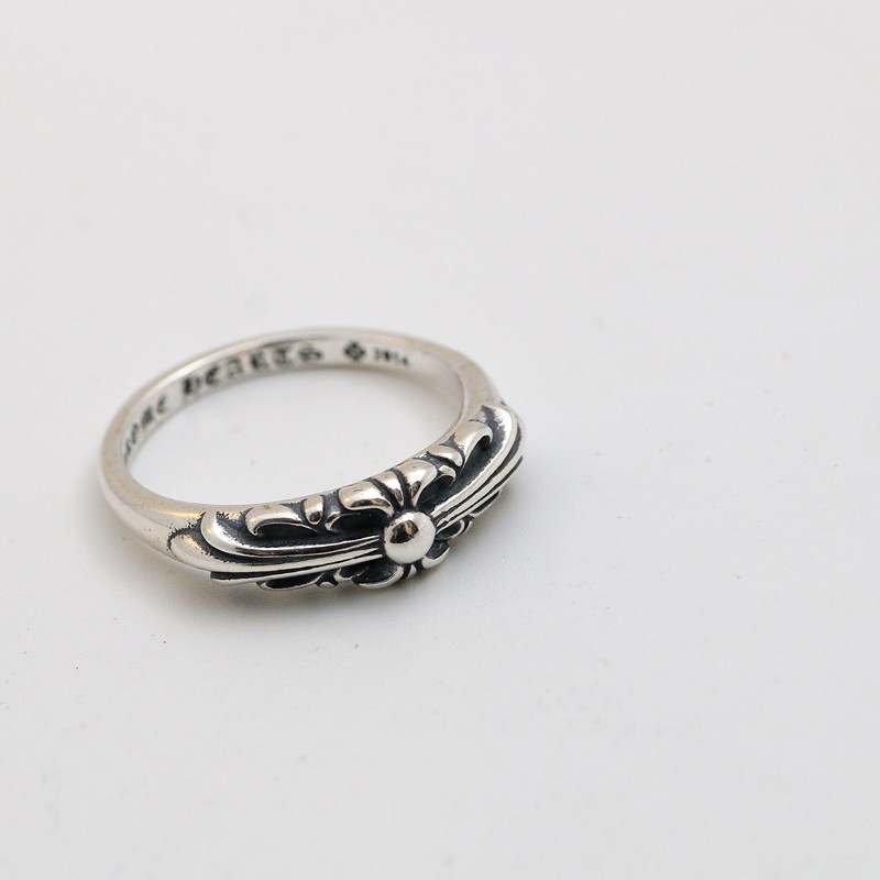 S925 sterling silver cross flower punk rock tail ring