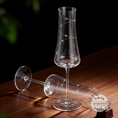SkyBloom诗客芭蕾风香槟高脚杯透明玻璃精致高端酒杯送礼结婚礼物 - 图0