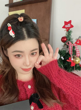 圣诞节发饰组合装甜美少女碎发夹
