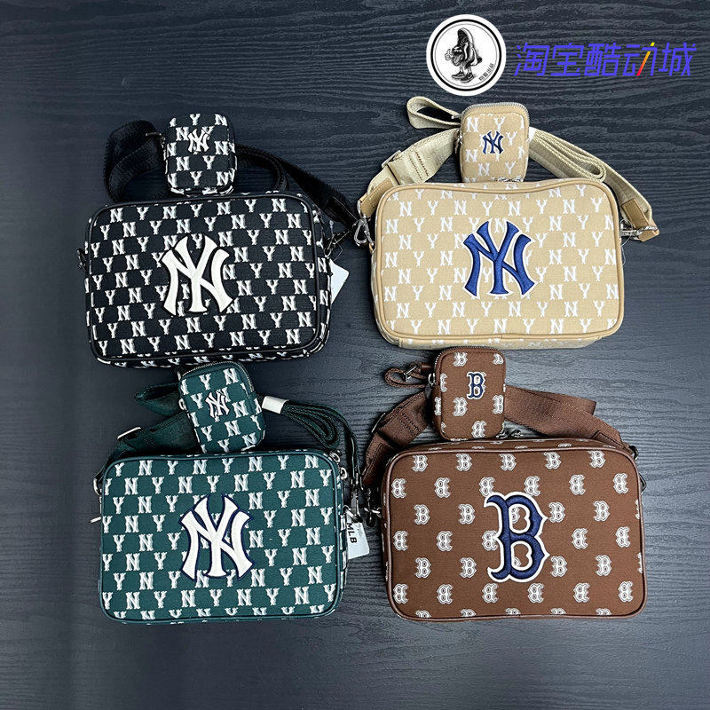 韩国MLB复古老花满印NY洋基队男女可拆卸子母包相机包单肩斜挎包_虎窝淘