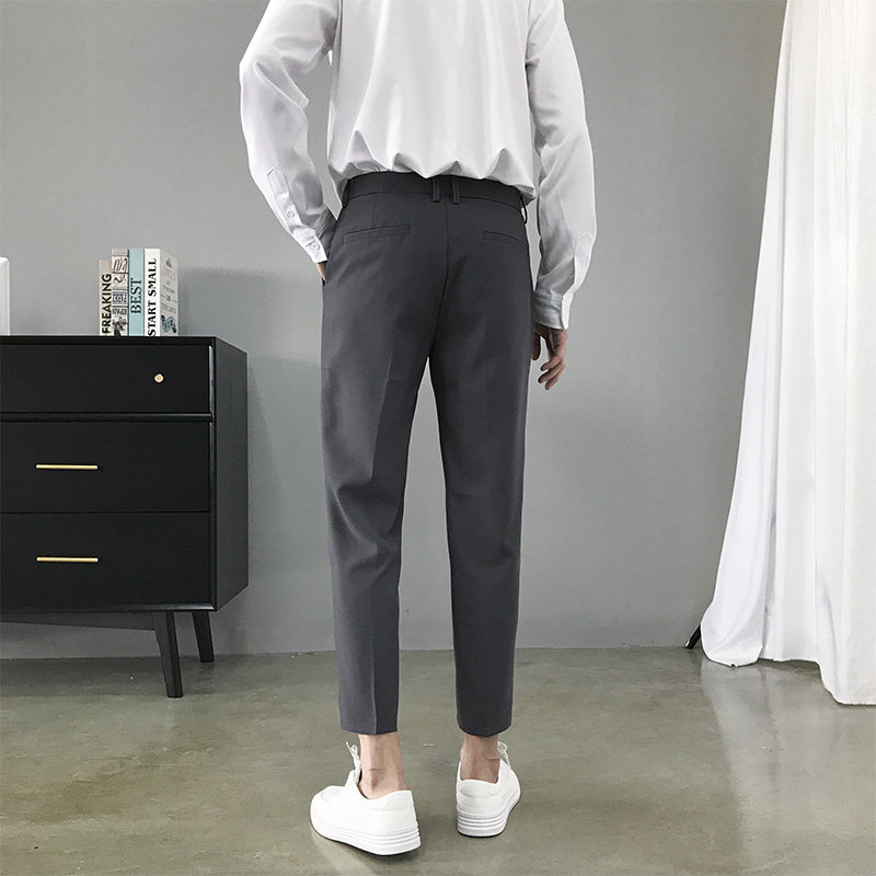 韩版裤子男九分裤直筒夏季薄款垂感西裤修身小脚男士休闲西装裤潮,淘宝优惠券,粉丝福利购,淘宝优惠卷