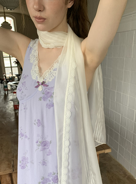 花筏NOTJUSTHIM 丝巾春夏百搭蕾丝花边领巾 小众设计